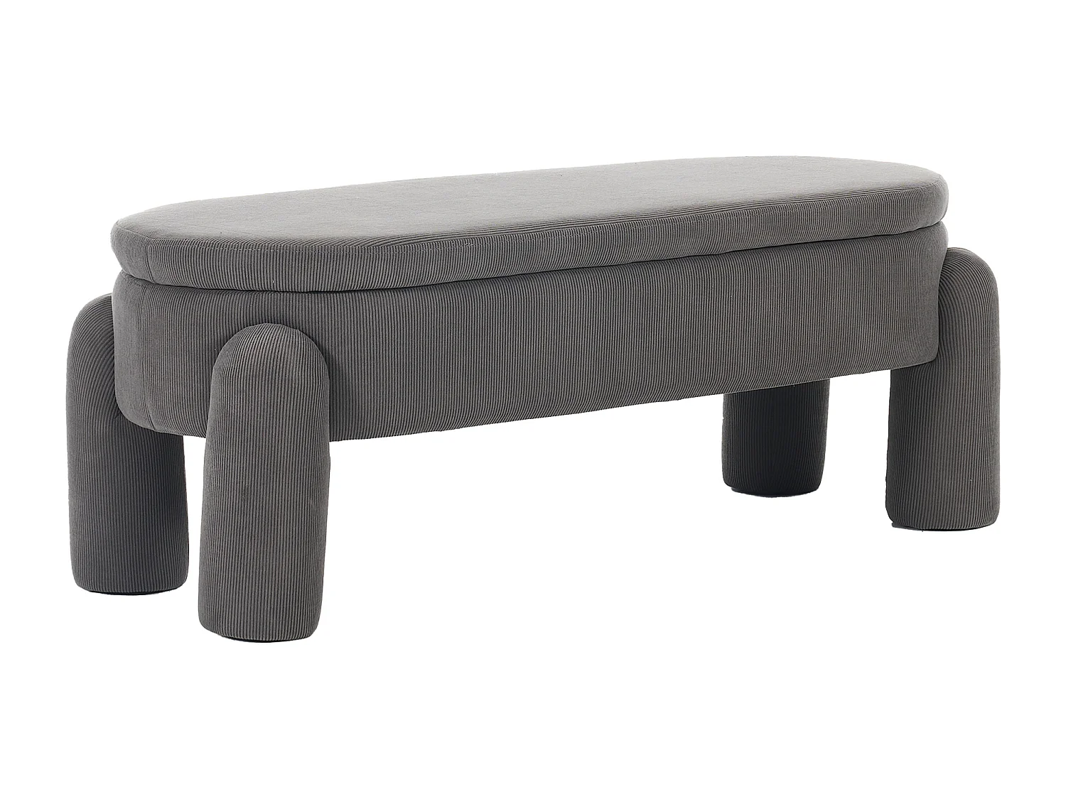 Pouf de Rangement - Banc Coffre en Velours Côtelé Gris - Style Contemporain et Multifonction pour Chambre et Salon