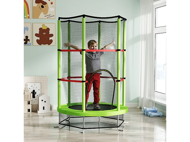Tappeto elastico per bambini 3-6 anni con 3 ingressi verde e nero