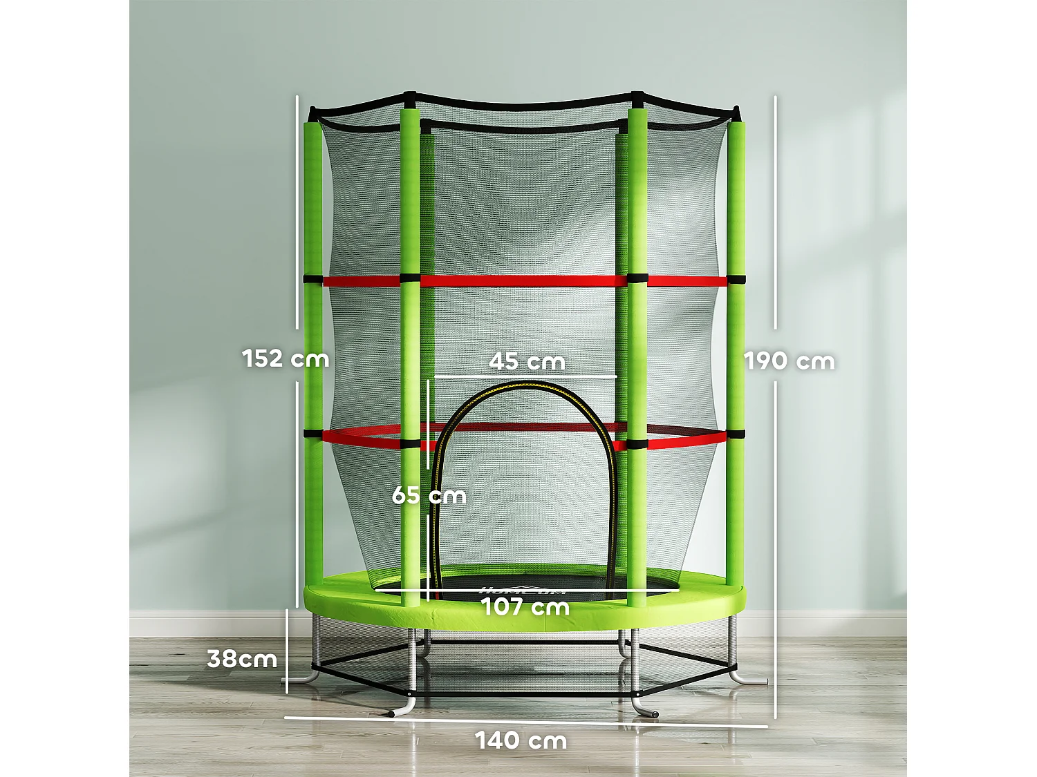 Tappeto elastico per bambini 3-6 anni con 3 ingressi verde e nero