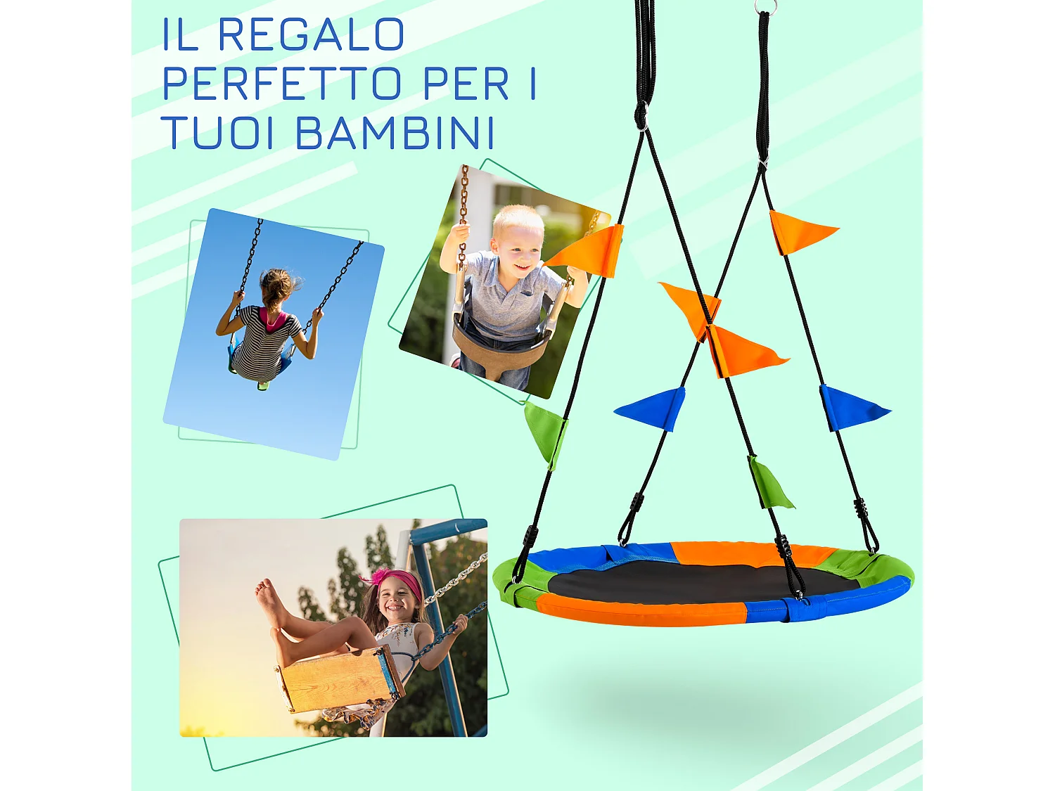 Altalena rotonda per bambini da 3 anni per esterni e interni