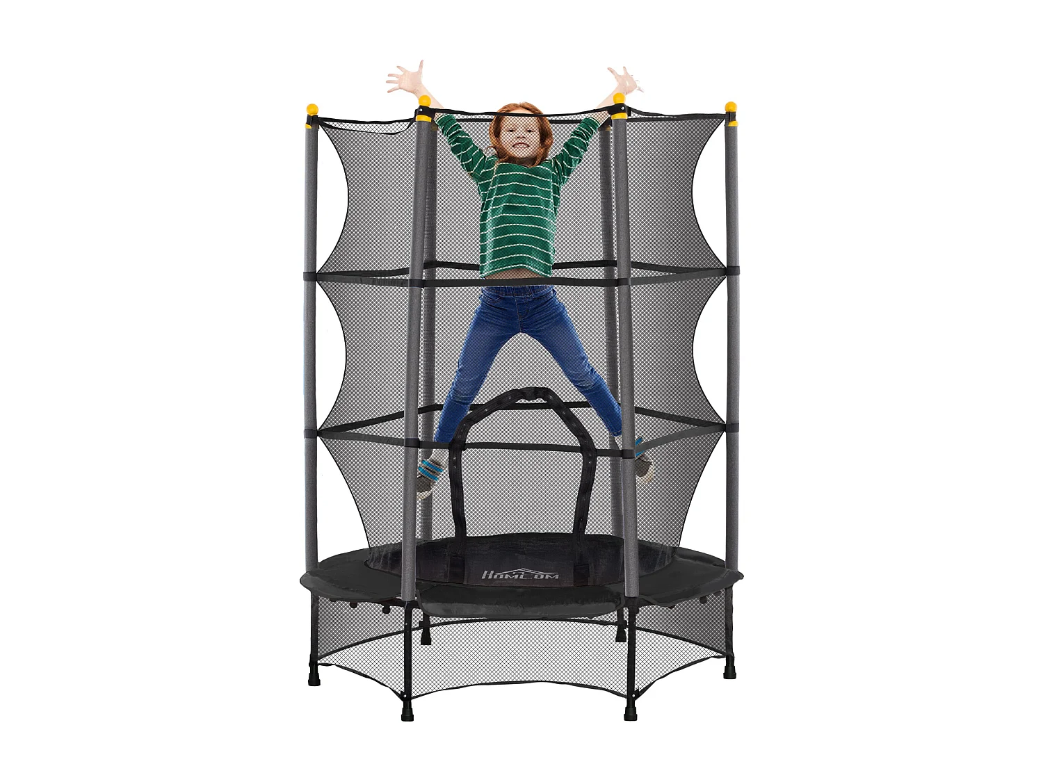 Tappeto elastico per bambini 3-10 anni e rete di sicurezza ø140cm nero