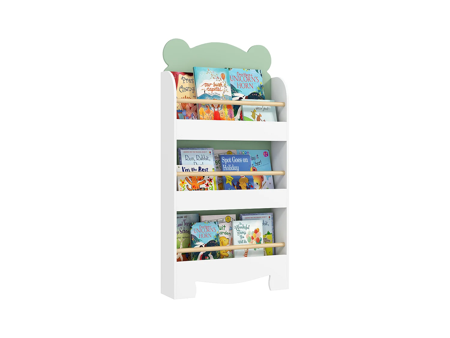 Libreria per bambini a 3 ripiani a forma di orsetto verde