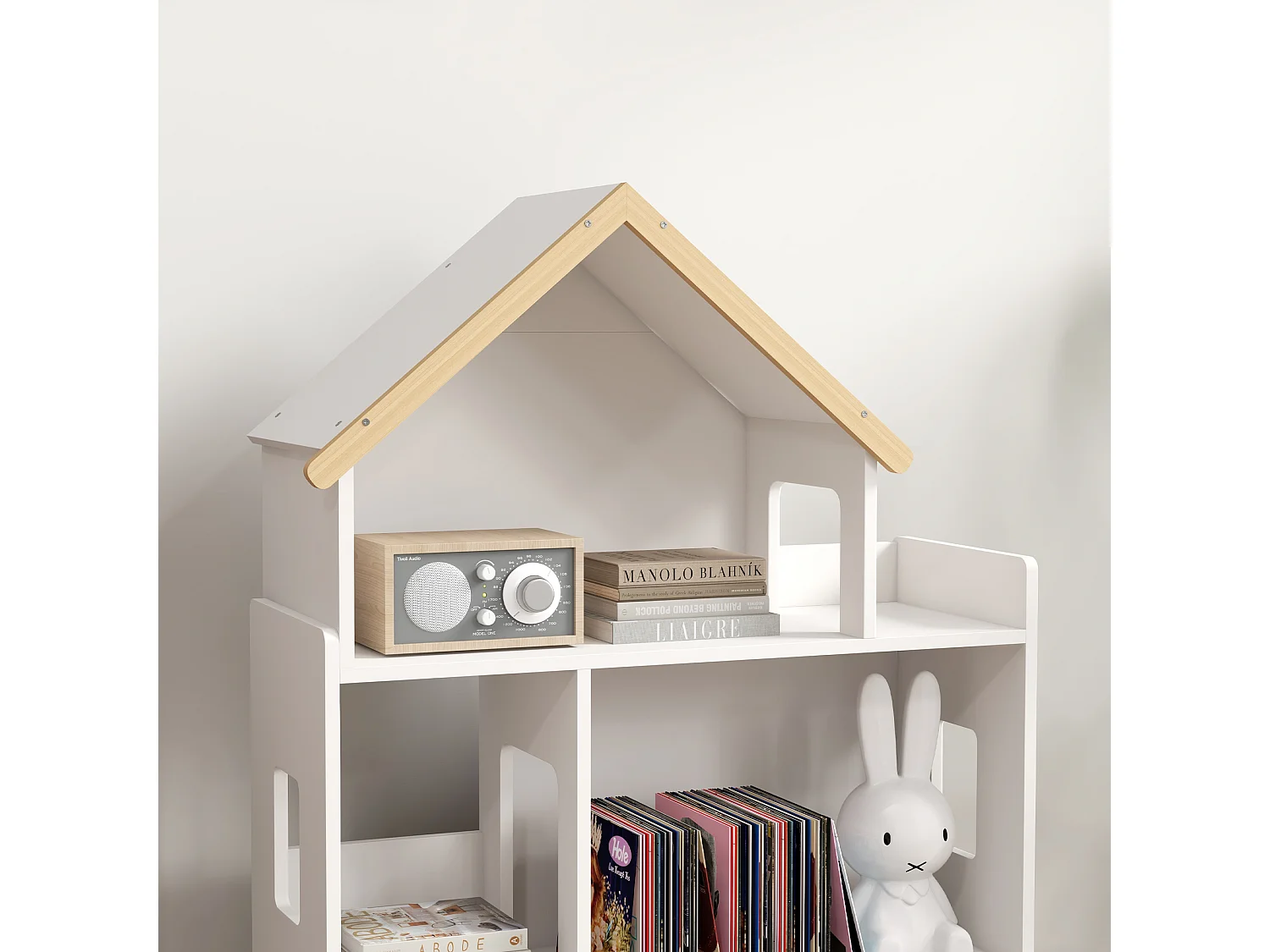 Libreria in legno di pino e mdf per bambini 3-6 anni 3 livelli