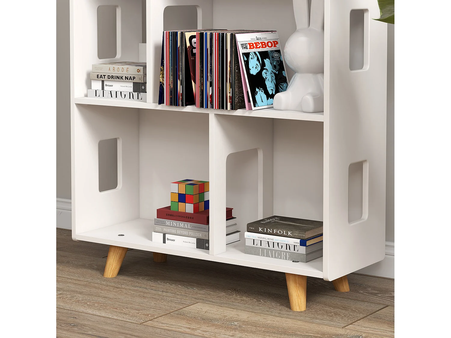 Libreria in legno di pino e mdf per bambini 3-6 anni 3 livelli