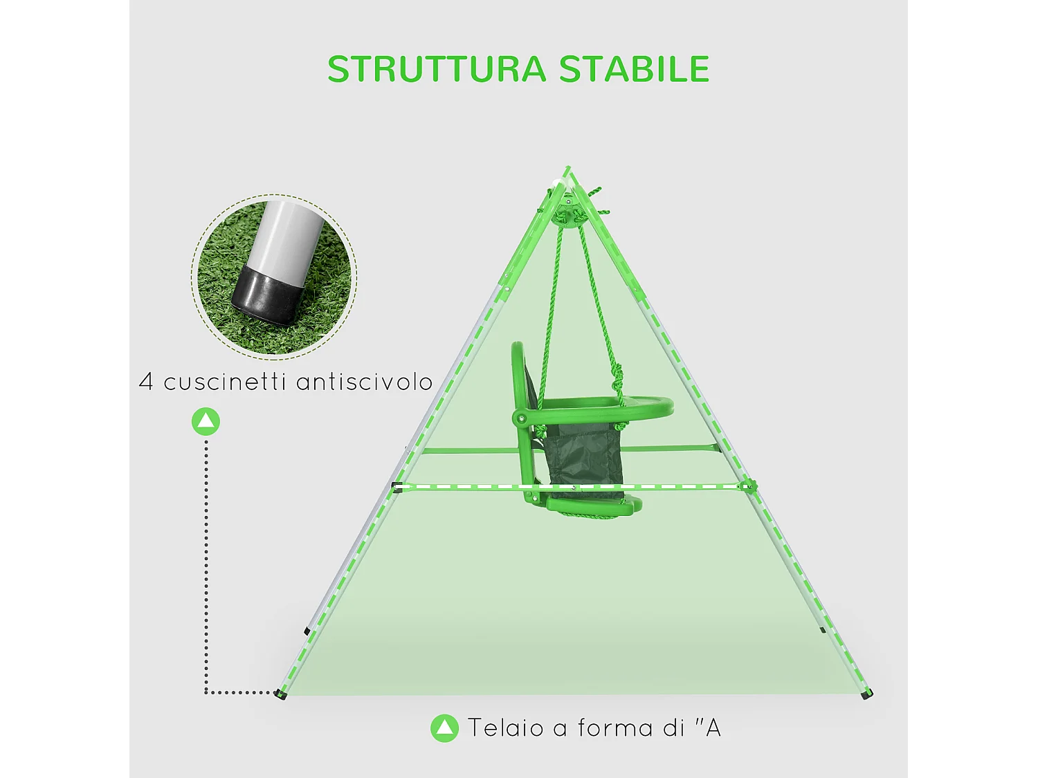 Altalena per bambini 6-36 mesi da giardino e salotto verde