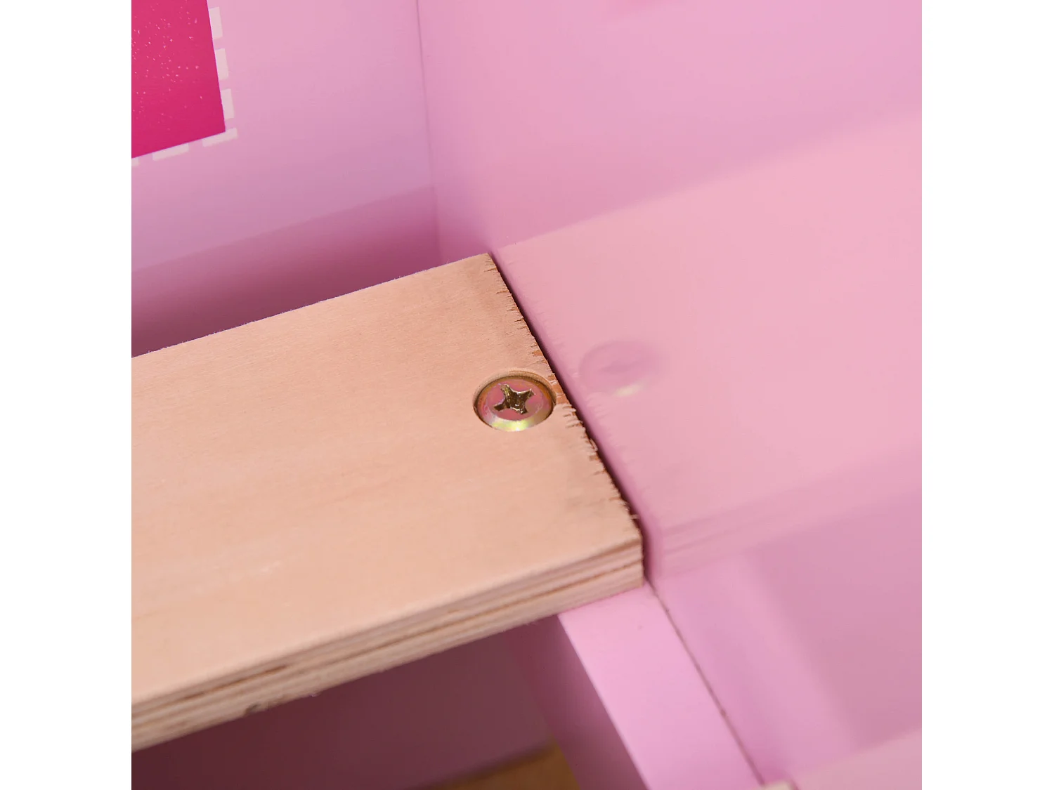 Lettino per bambini 3-6 anni in legno rosa con bordo rialzato