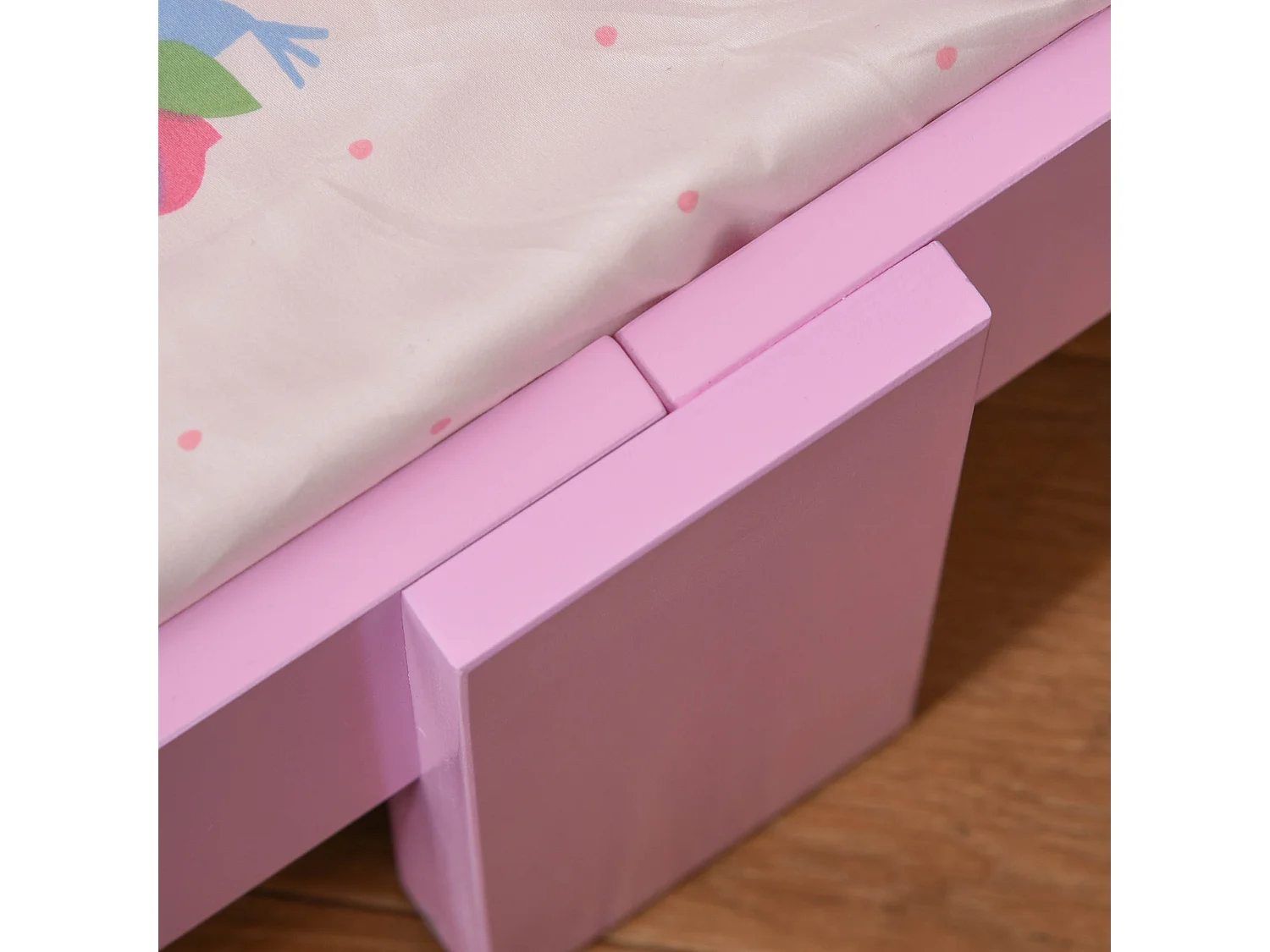 Lettino per bambini 3-6 anni in legno rosa con bordo rialzato