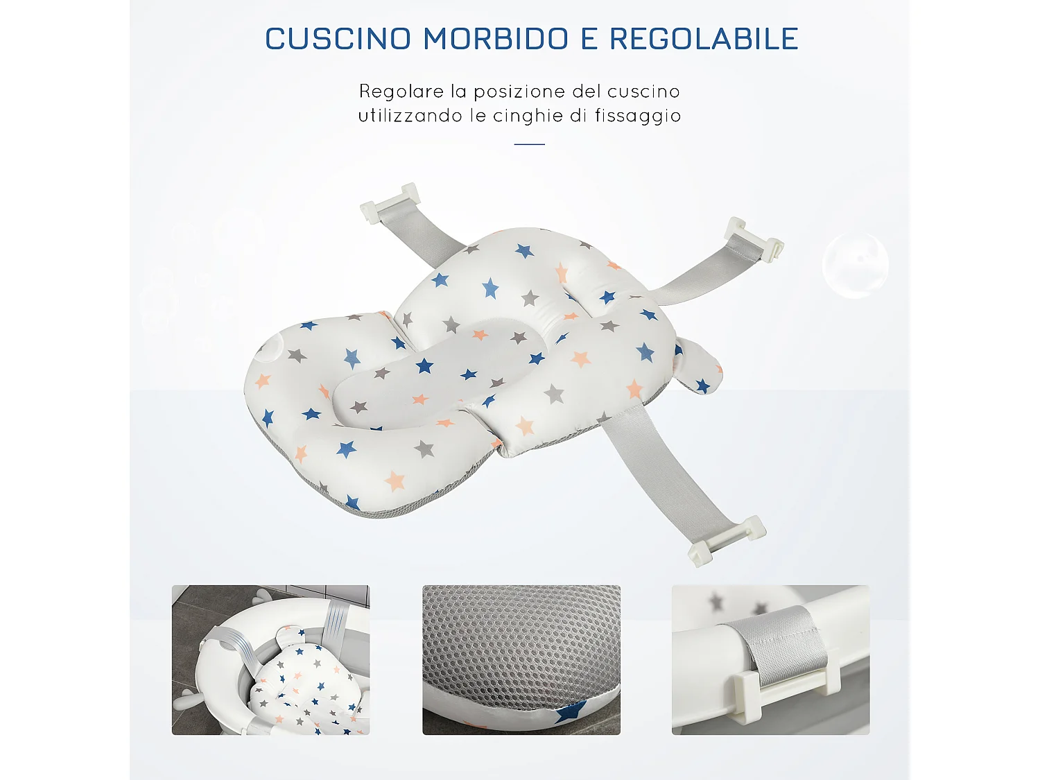 Vaschetta bagnetto pieghevole indicatore temperatura e cuscino