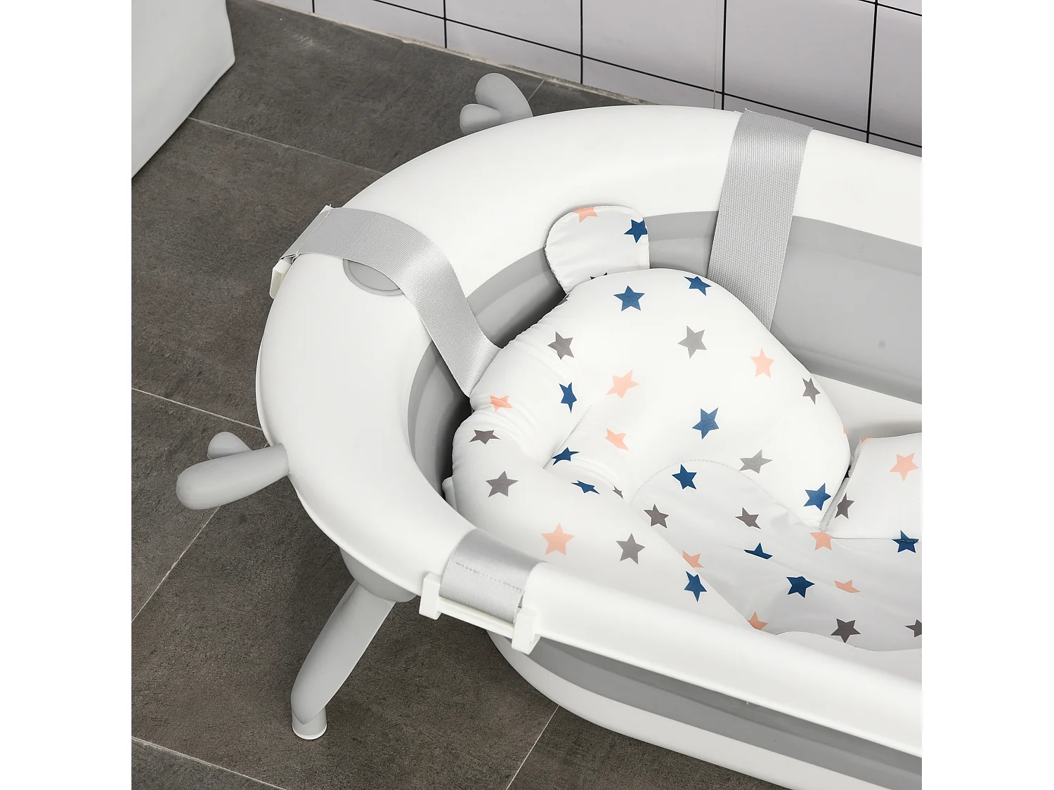 Vaschetta bagnetto pieghevole indicatore temperatura e cuscino