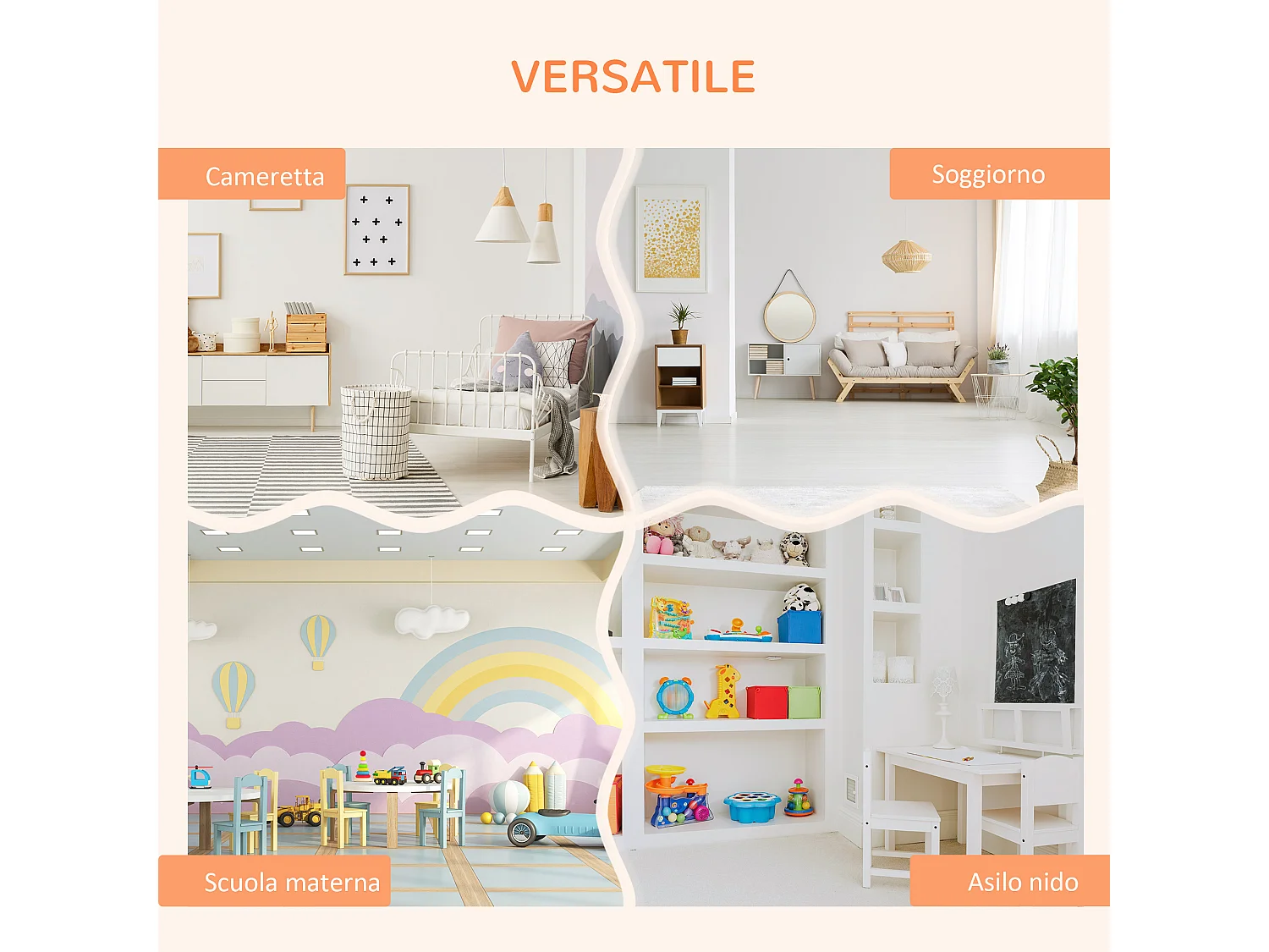 Armadio cameretta mobile portagiochi pe arancione 128x34x155cm