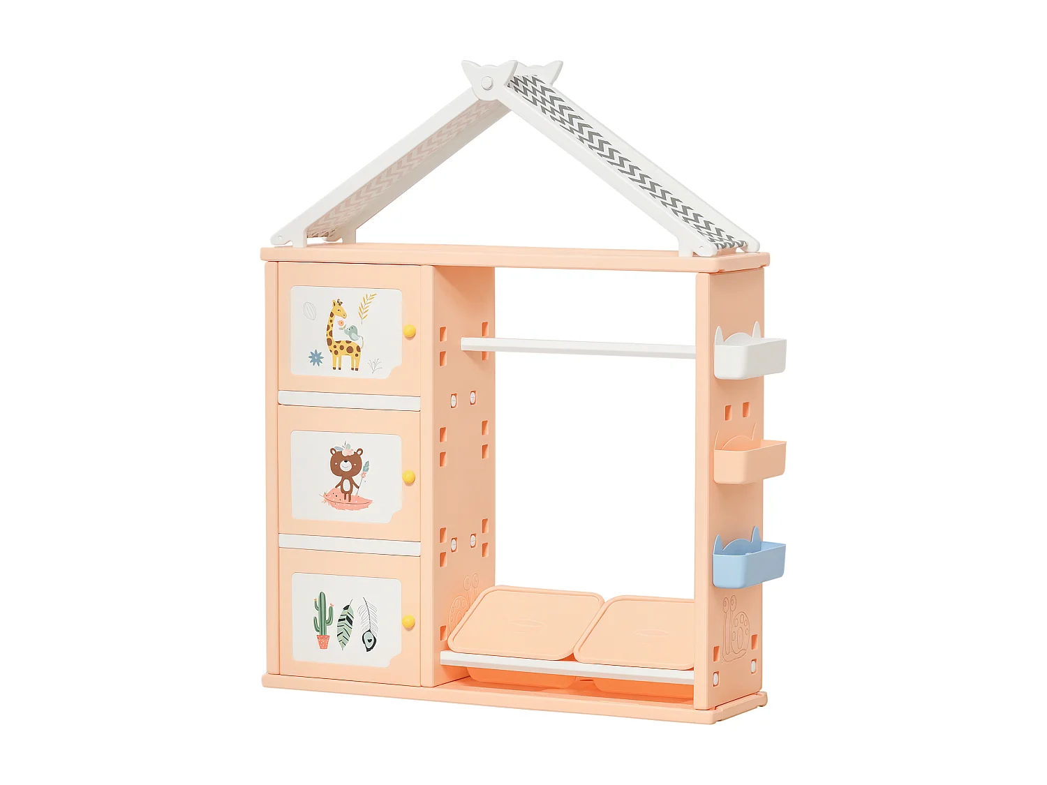 Armadio cameretta mobile portagiochi pe arancione 128x34x155cm