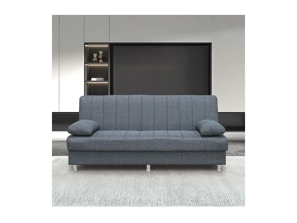 Divano 3 posti senza braccioli con funzione letto e contenitore Economix tessuto grigio 190x88x82h