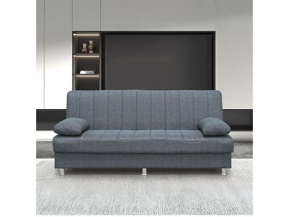Divano 3 posti senza braccioli con funzione letto e contenitore Economix tessuto grigio 190x88x82h