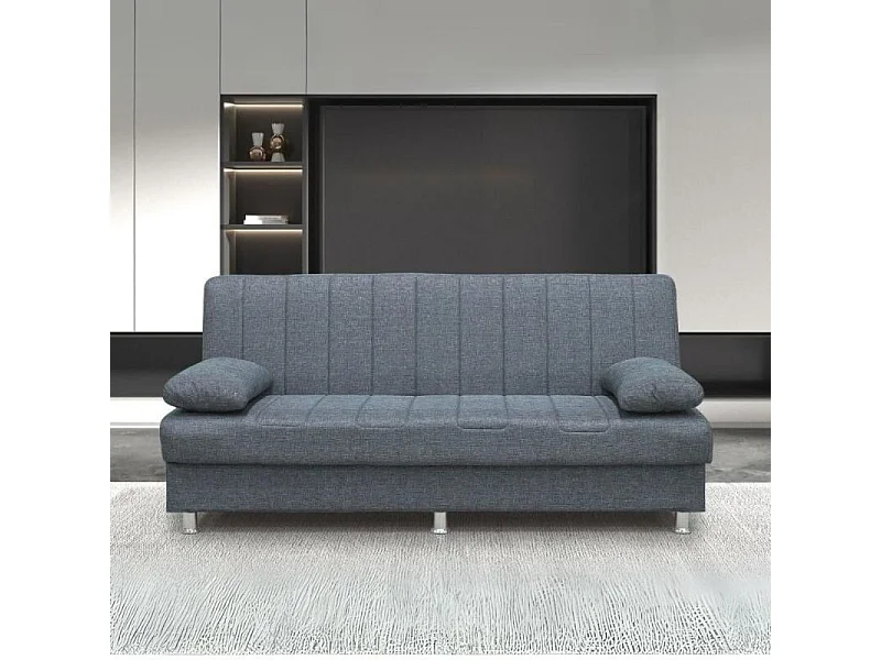Divano 3 posti senza braccioli con funzione letto e contenitore Economix tessuto grigio 190x88x82h