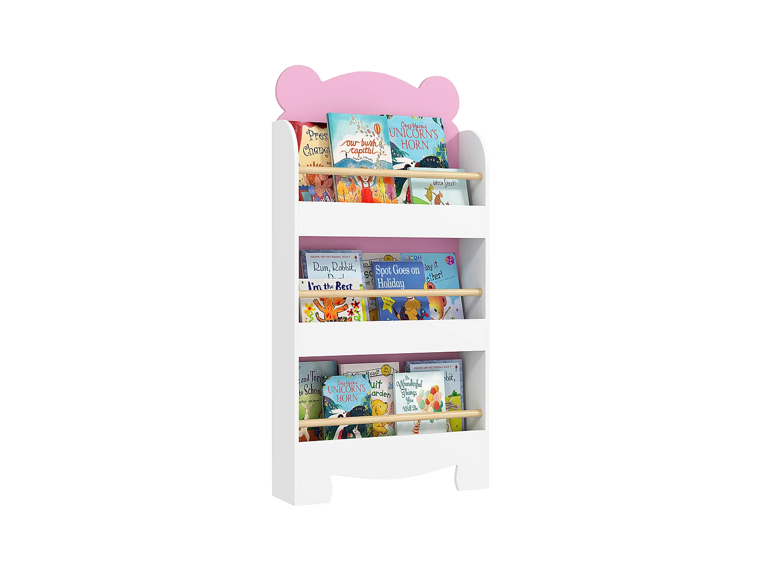 Libreria per bambini a 3 ripiani a forma di orsetto rosa