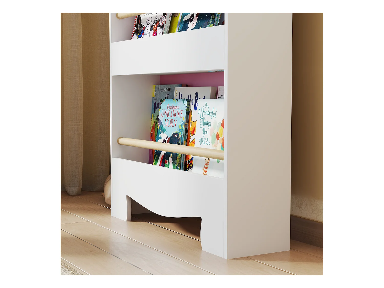 Libreria per bambini a 3 ripiani a forma di orsetto rosa