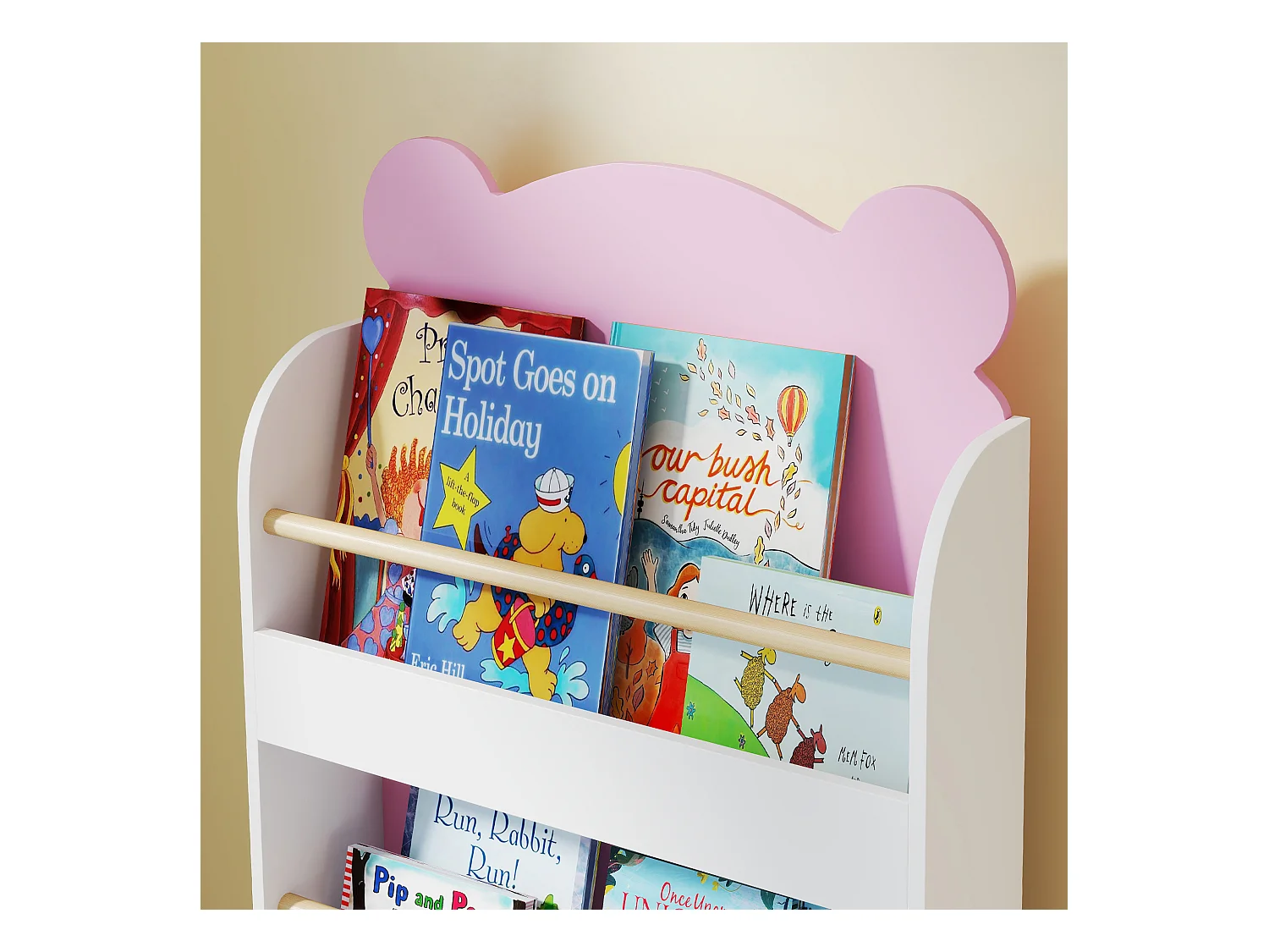 Libreria per bambini a 3 ripiani a forma di orsetto rosa