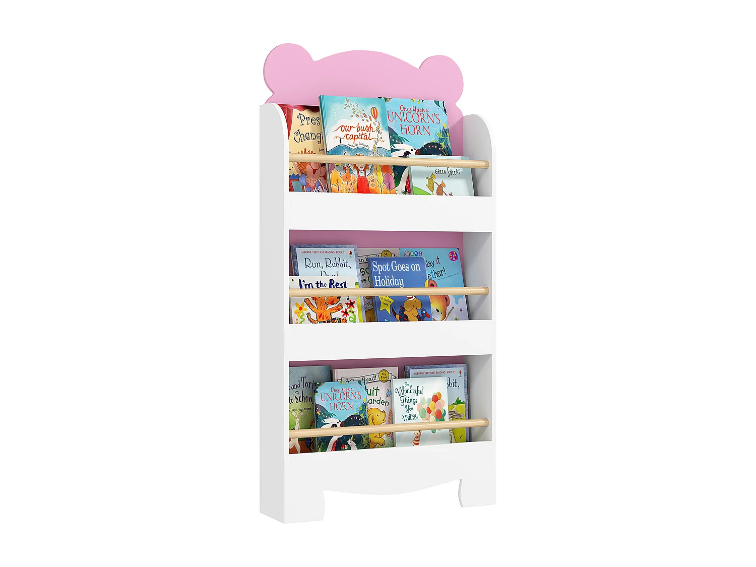 Libreria per bambini a 3 ripiani a forma di orsetto rosa