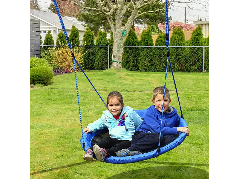 Altalena per bambini rotonda da interno ed esterno blu