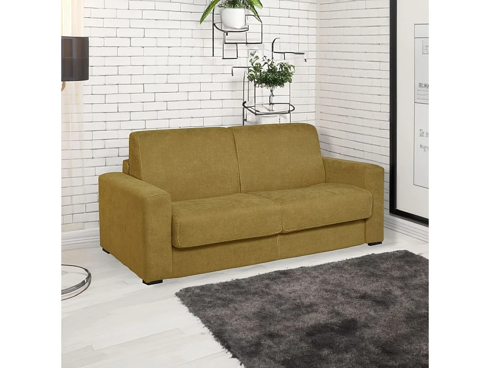 Divano letto 3 posti Kriog tessuto Barrel48 senape 200x98x86h