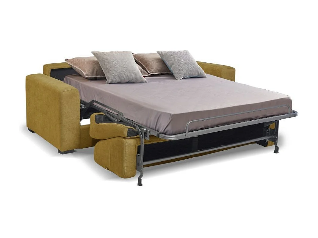 Divano letto 3 posti Kriog tessuto Barrel48 senape 200x98x86h