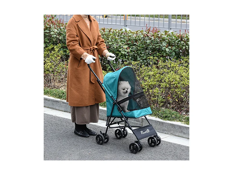 Passeggino per cani pieghevole ruote girevoli con freno in eva verde