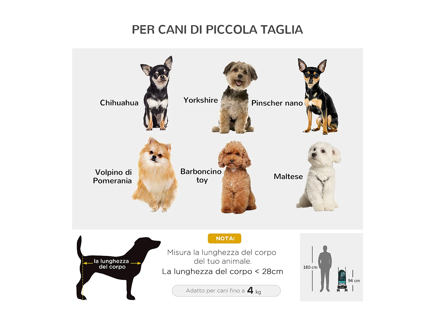 Passeggino per cani pieghevole ruote girevoli con freno in eva verde
