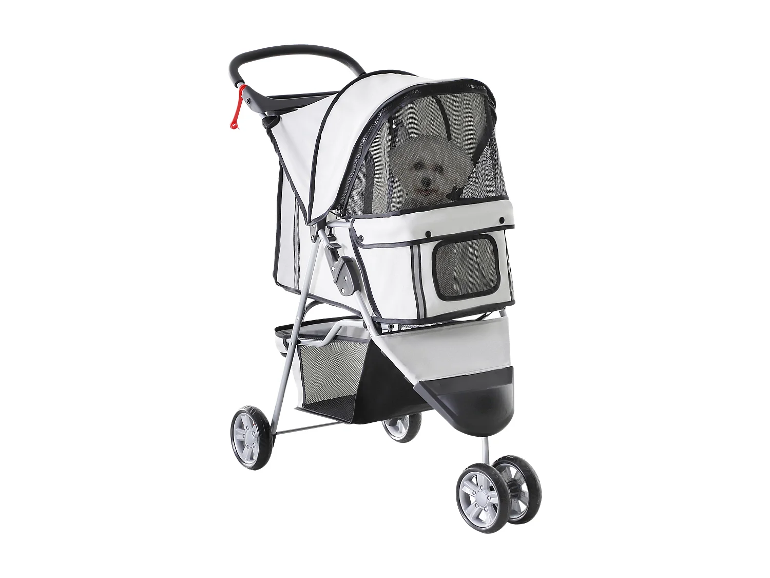 Passeggino per cani e gatti con ruote girevoli 75x45x97cm grigio