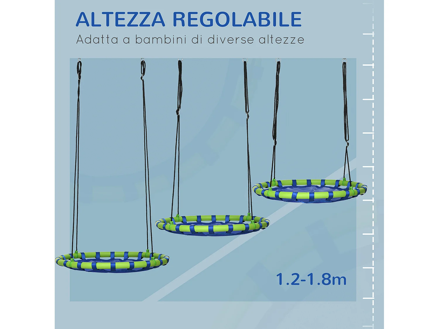 Altalena per bambini 3-8 anni ø100cm e corde regolabili