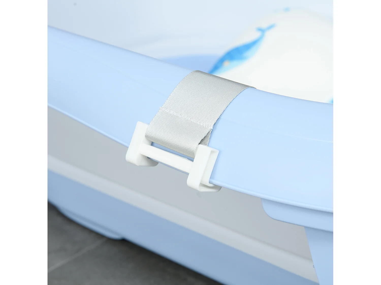 Vaschetta bagnetto pieghevole per bambini 0-6 anni blu bianco