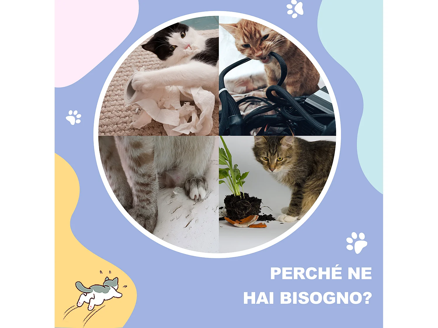 Tunnel per gatti pieghevole con pallina e tiragraffi in sisal crema