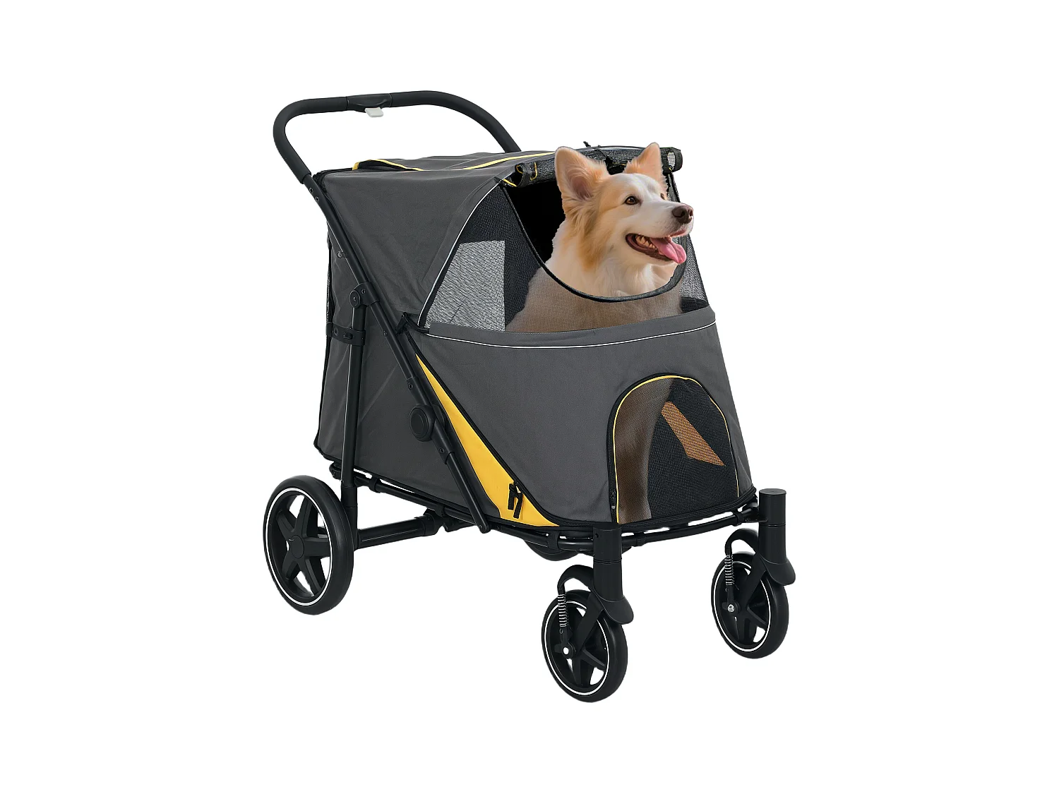 Passeggino pieghevole per cani taglia media con ingressi a cerniera