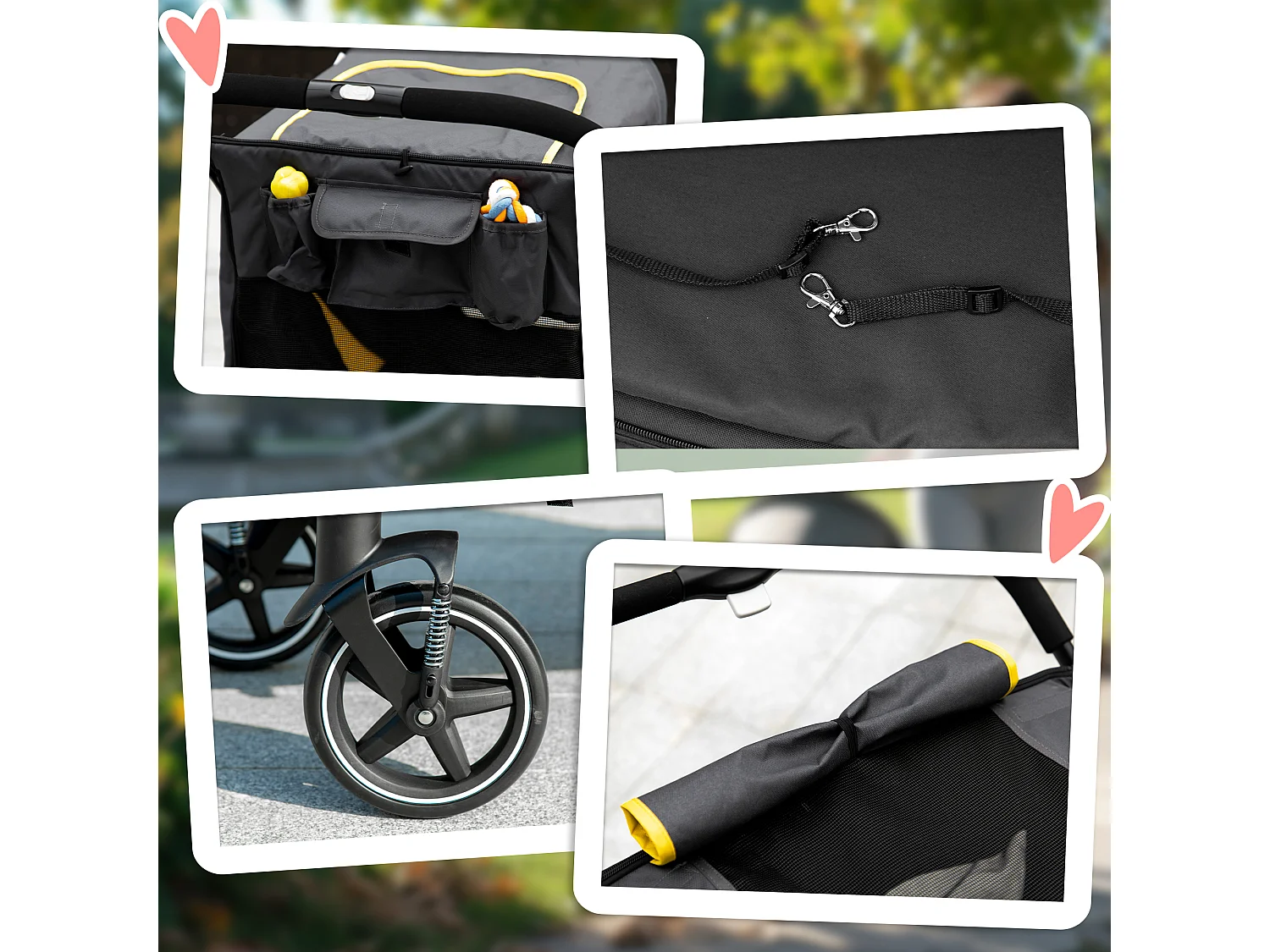 Passeggino pieghevole per cani taglia media con ingressi a cerniera