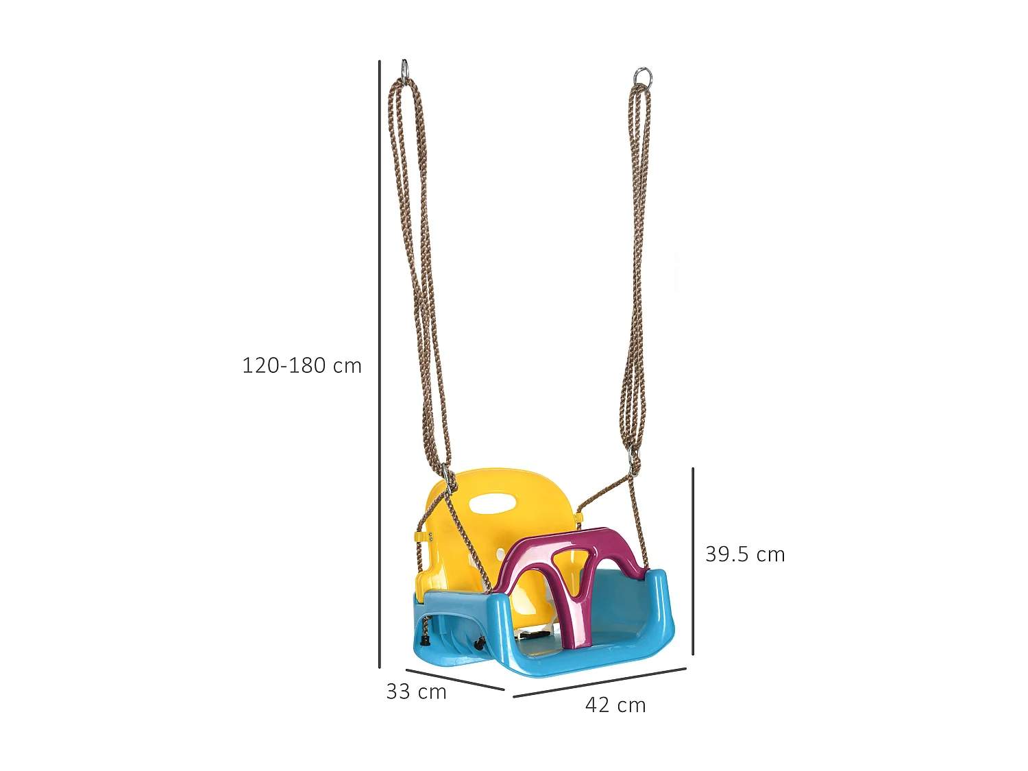 Altalena per bambini 3 in 1 con cintura e corda regolabile blu