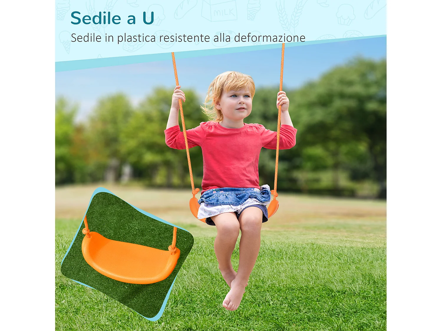 Altalena da giardino in acciaio e pe per bambini 3-8 anni