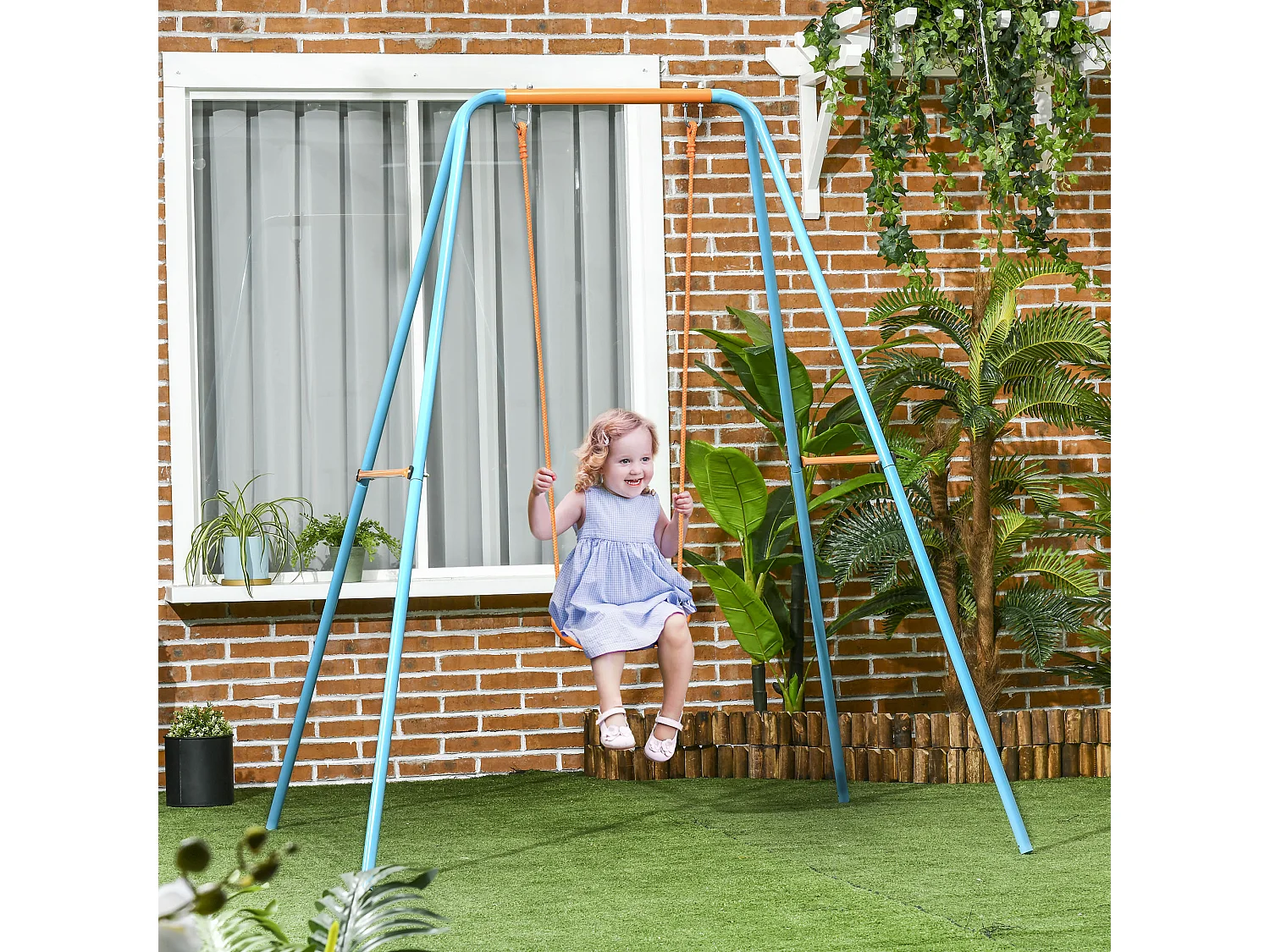 Altalena da giardino in acciaio e pe per bambini 3-8 anni