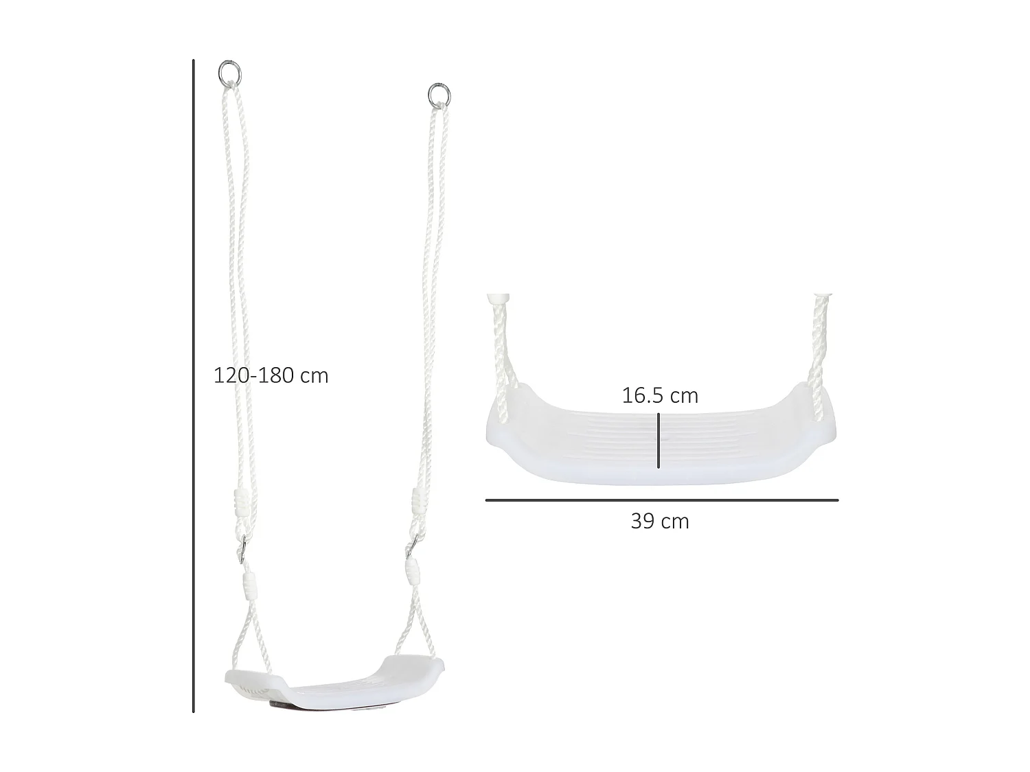 Altalena per bambini bianca con luci led e corda regolabile
