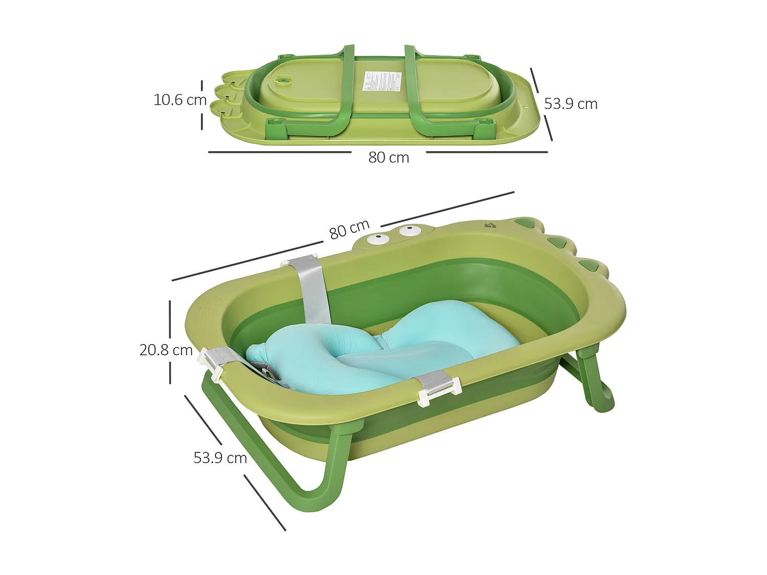 Vaschetta bagnetto pieghevole bambini 0-3 anni con cuscino