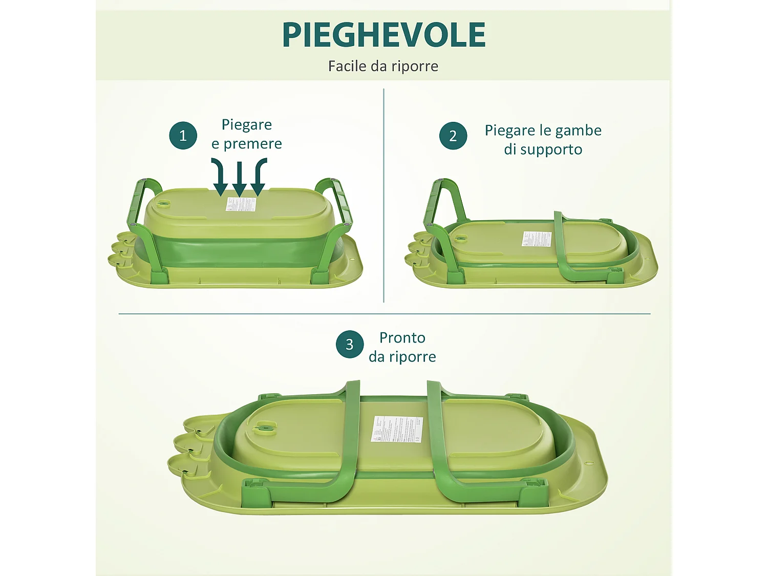 Vaschetta bagnetto pieghevole bambini 0-3 anni con cuscino