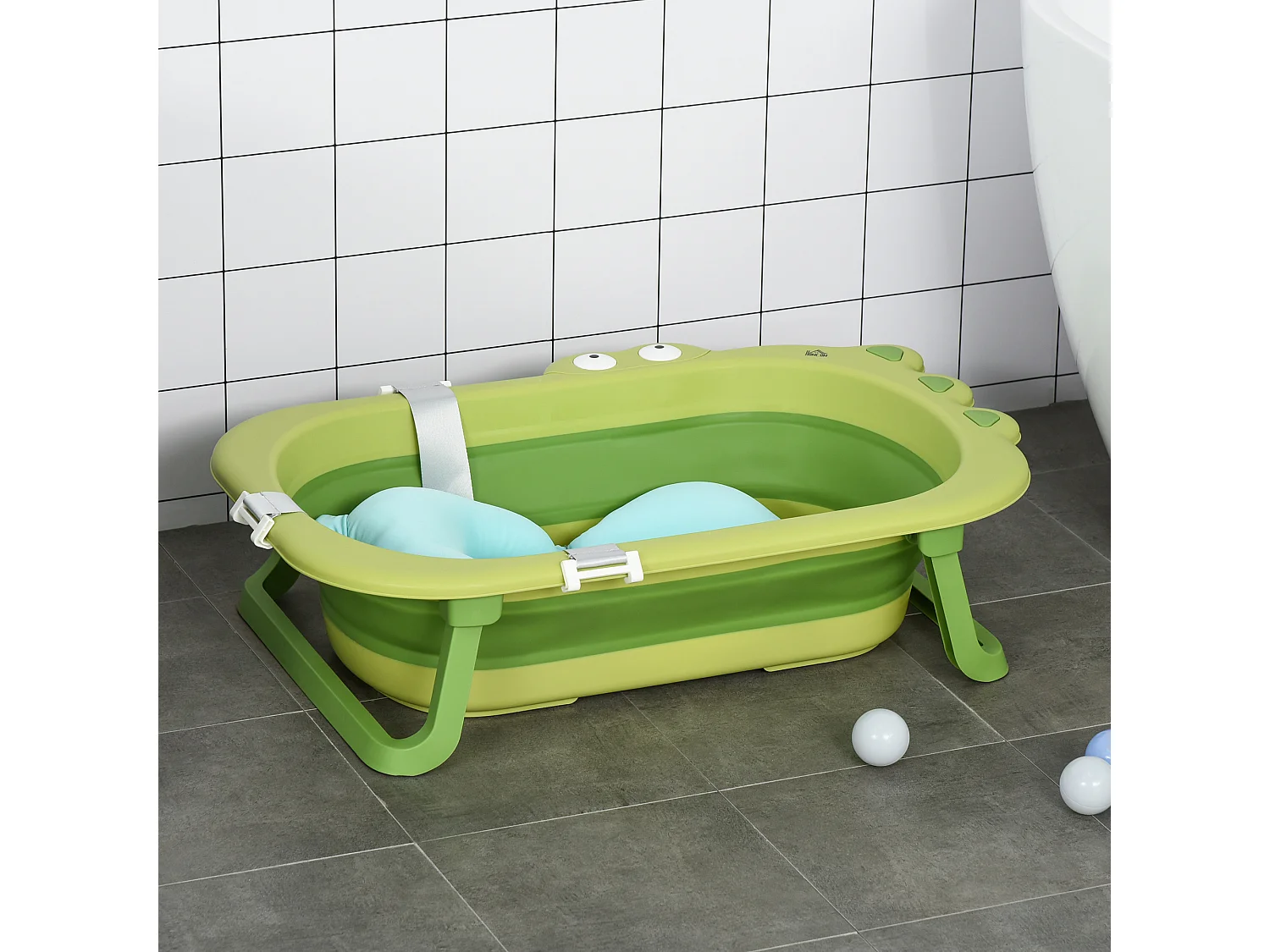 Vaschetta bagnetto pieghevole bambini 0-3 anni con cuscino