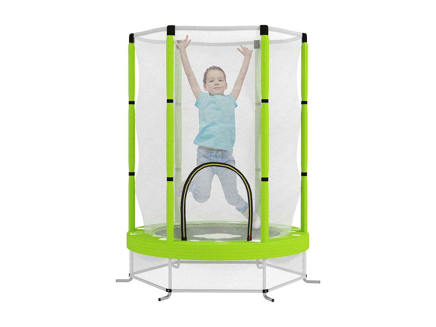 Tappeto elastico per bambini con rete di sicurezza età 3-6 anni verde