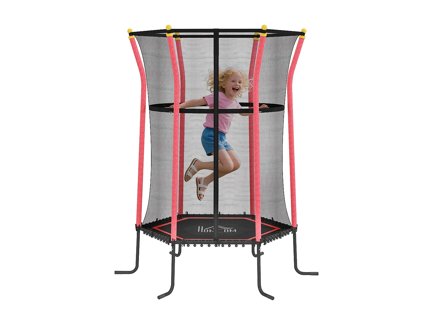 Tappeto per bambini con ingresso a zip e pali imbottiti rosso