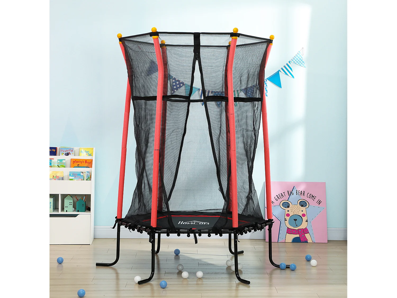 Tappeto per bambini con ingresso a zip e pali imbottiti rosso