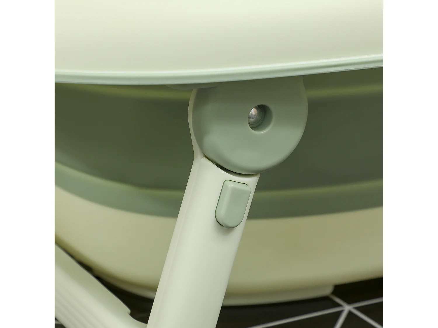 Vaschetta bagnetto pieghevole per neonati con cuscino e ripiani verde