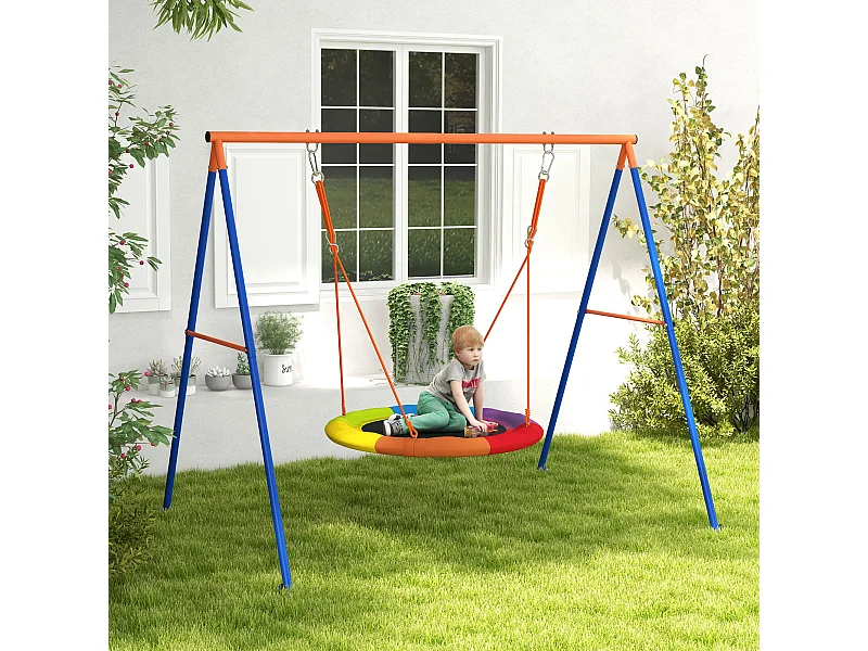 Altalena da giardino rotonda per 1-2 bambini in metallo multicolore