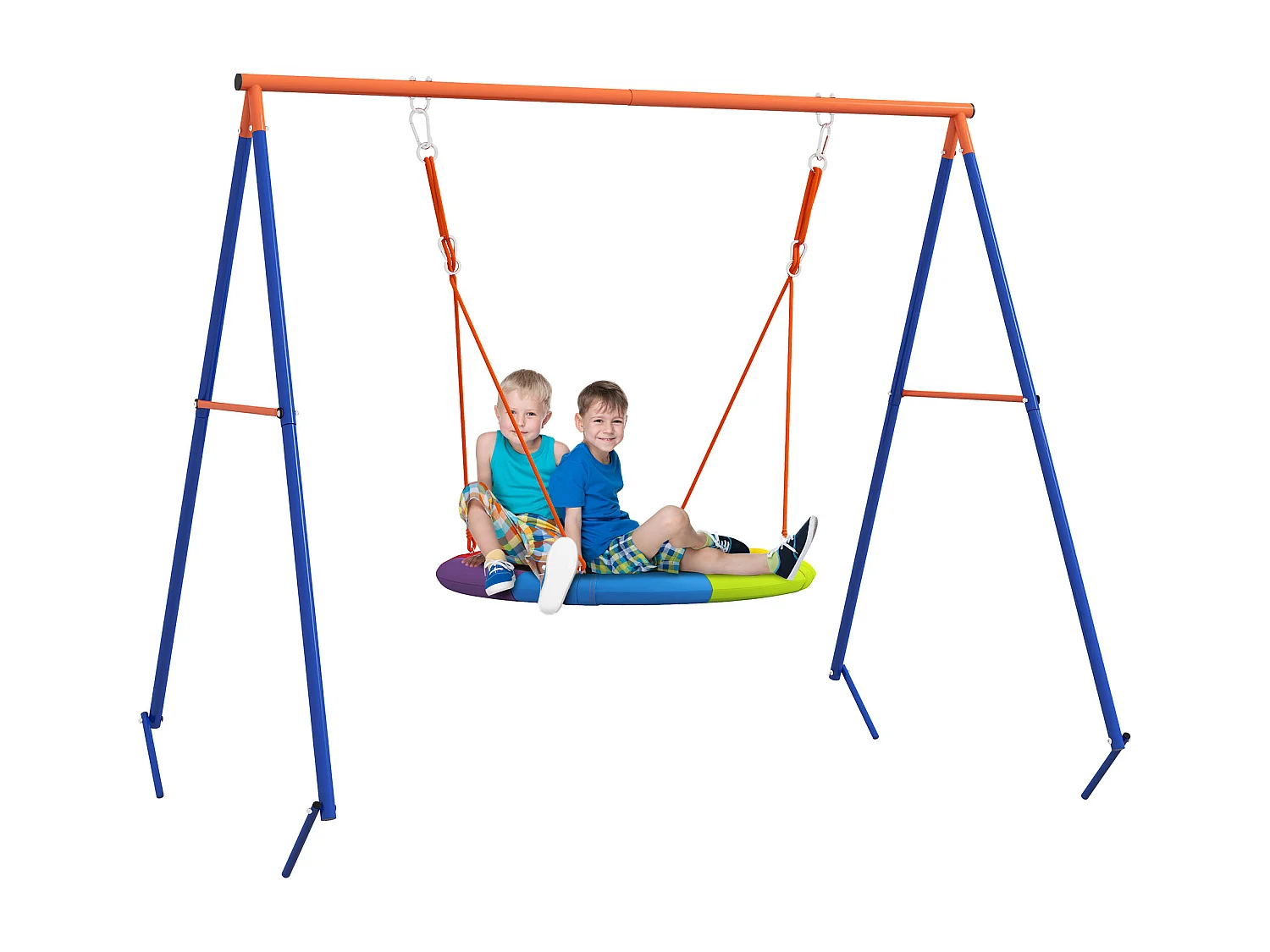 Altalena da giardino rotonda per 1-2 bambini in metallo multicolore