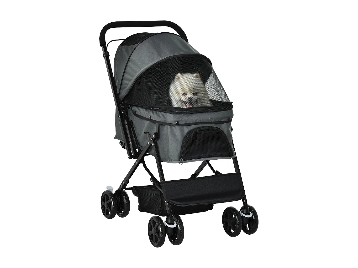 Passeggino per cani pieghevole con maniglione girevole e ruote in eva