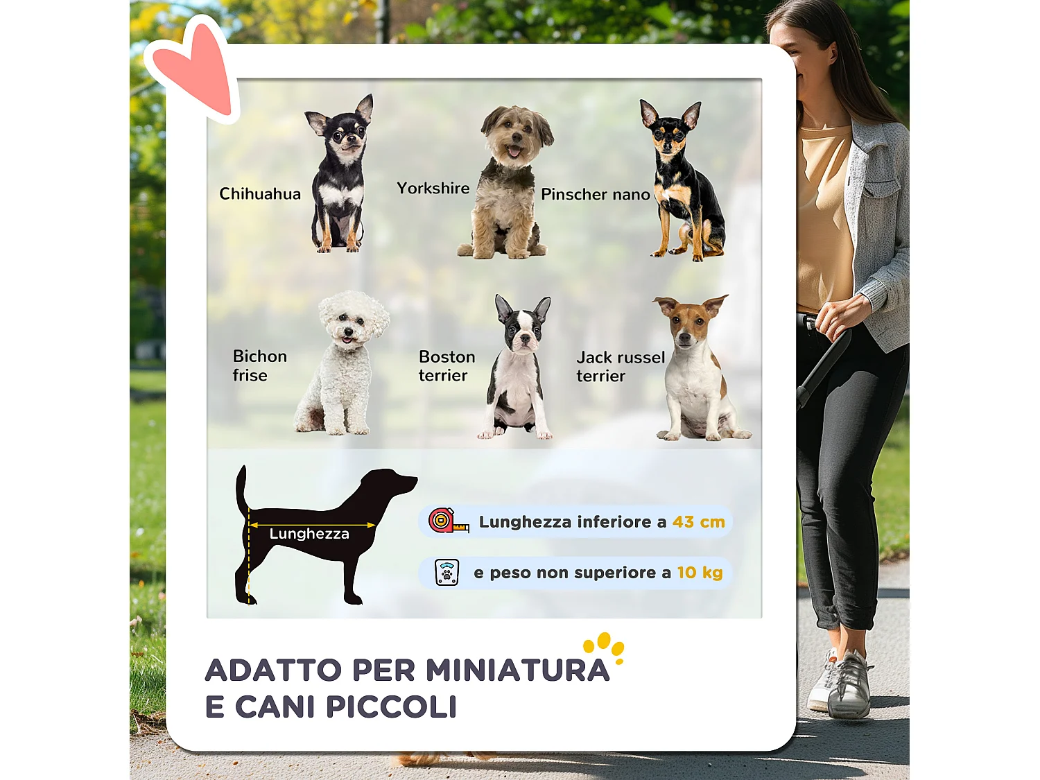 Passeggino per cani pieghevole con maniglione girevole e ruote in eva