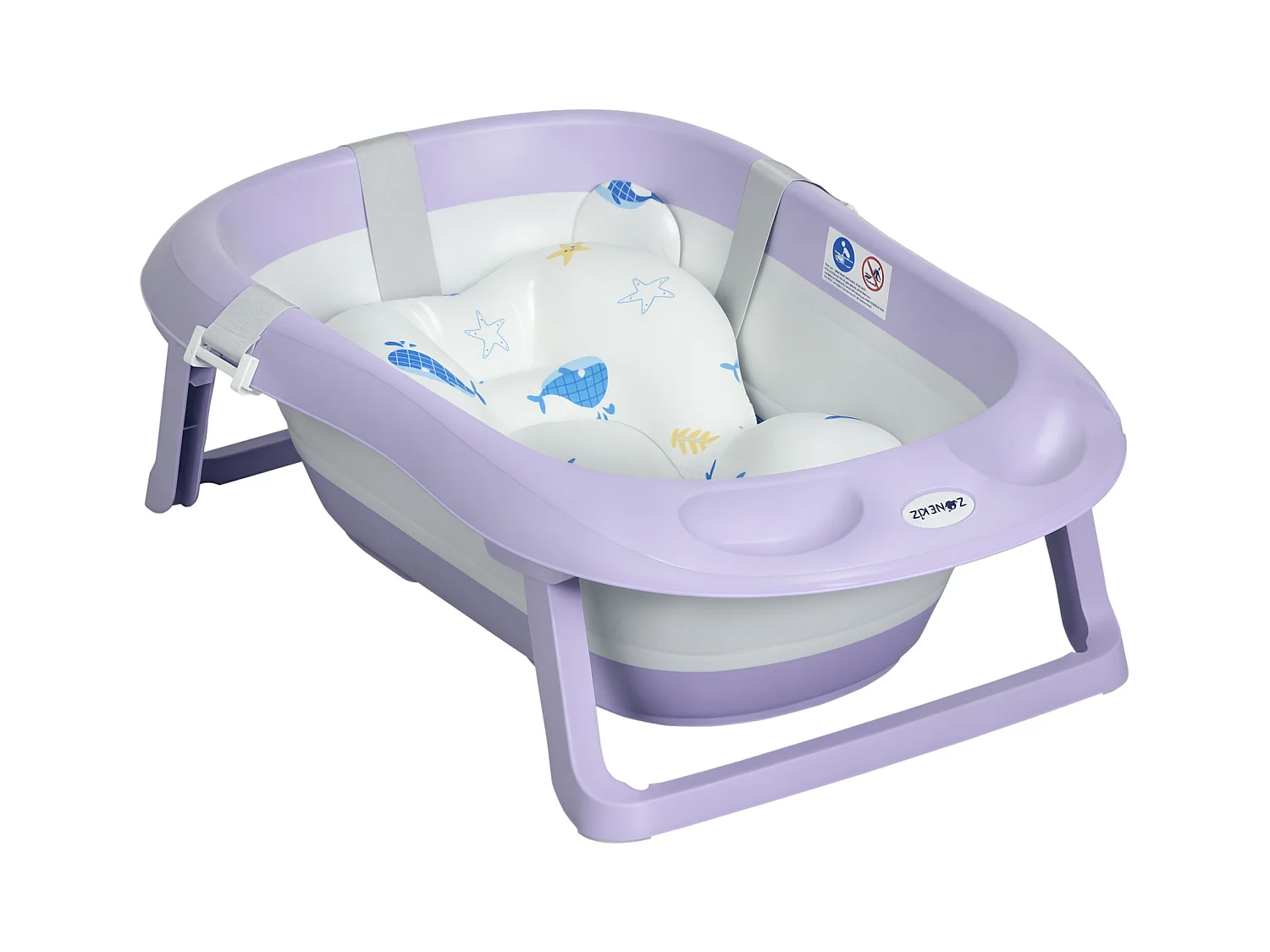 Vaschetta bagnetto pieghevole bambini 0-6 anni viola bianco