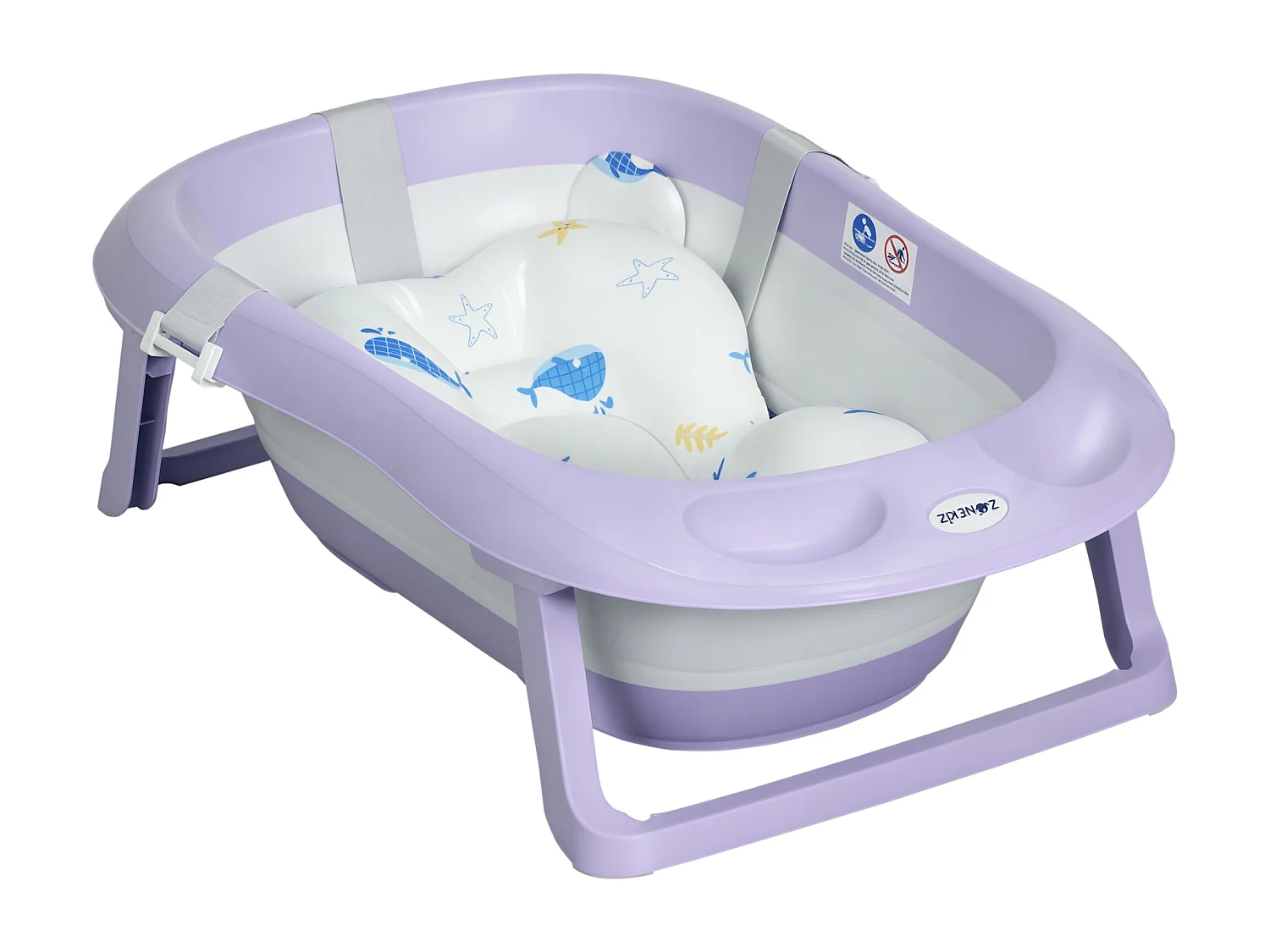 Vaschetta bagnetto pieghevole bambini 0-6 anni viola bianco